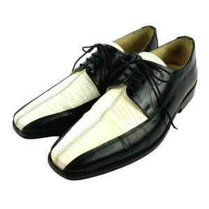 Fortune From Liberty Mens Black White Leather Oxford Shoes 10.5 Retro Rockabilly